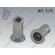 Blind rivet nut grooved large head  M 4 (0,25-3,00)  zinc plated  AN 315