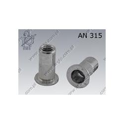 Blind rivet nut grooved large head  M 4 (0,25-3,00)  zinc plated  AN 315