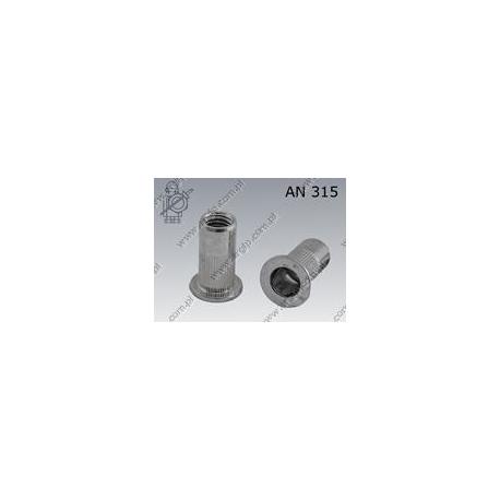 Blind rivet nut grooved large head  M 4 (0,25-3,00)  zinc plated  AN 315