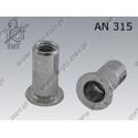 Blind rivet nut grooved large head  M 4 (0,25-3,00)  zinc plated  AN 315 per 500