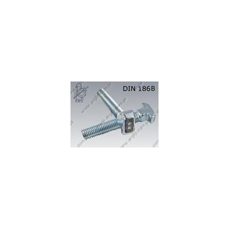 T-head bolt square neck  M16×35-8.8 zinc plated  DIN 186 B